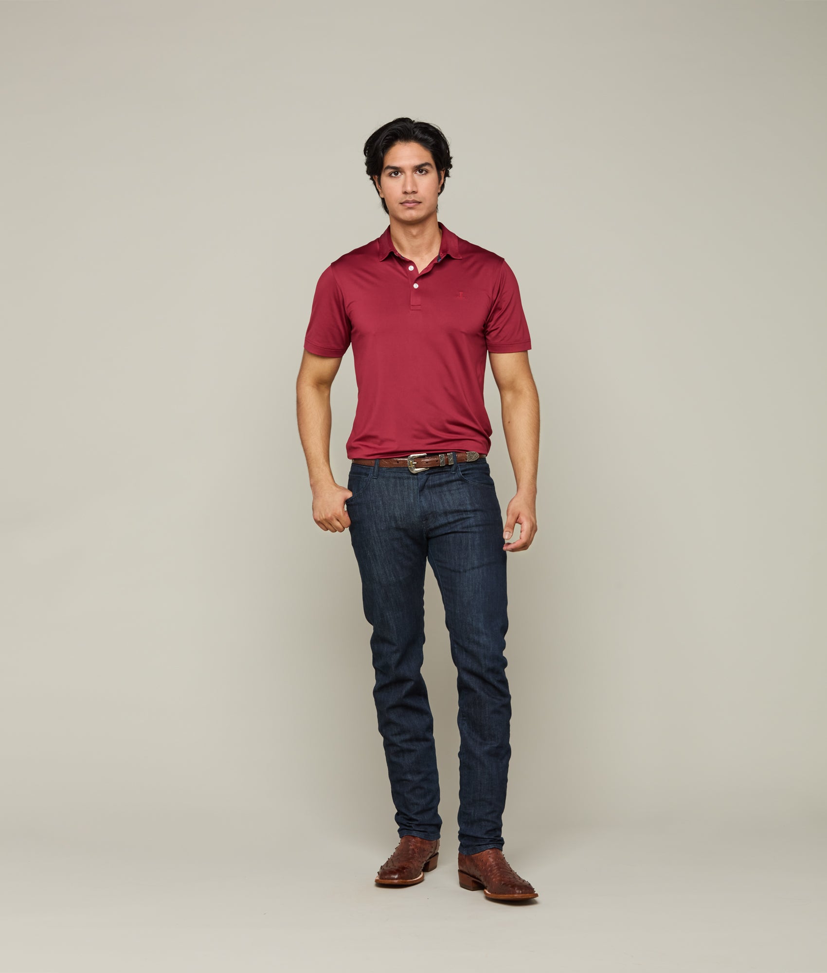 Lucchese Golf Polo :: Texas A&M Maroon - Image 5