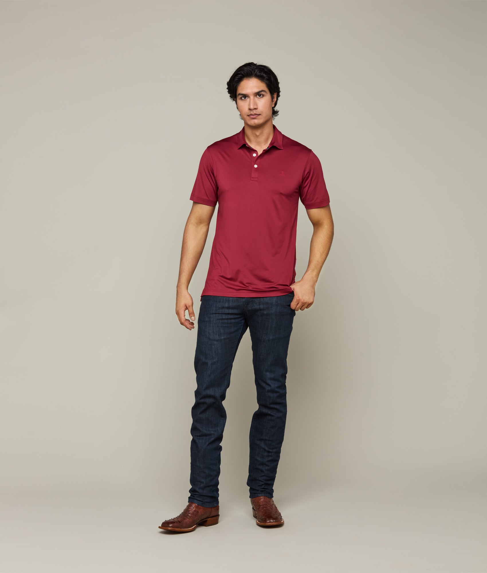 Lucchese Golf Polo :: Texas A&M Maroon - Image 6