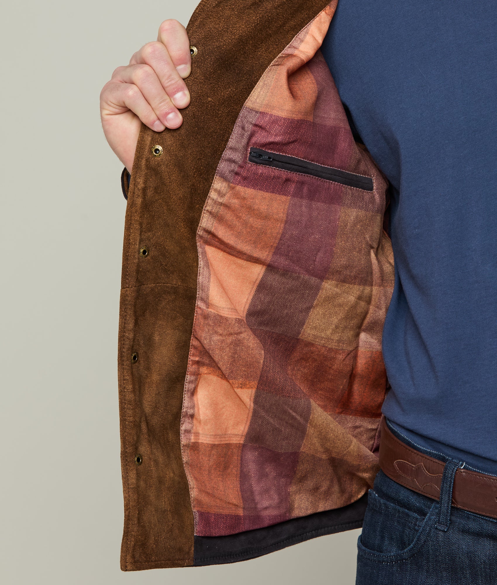 Franklin Waxed Suede Jacket :: Navy - Image 3