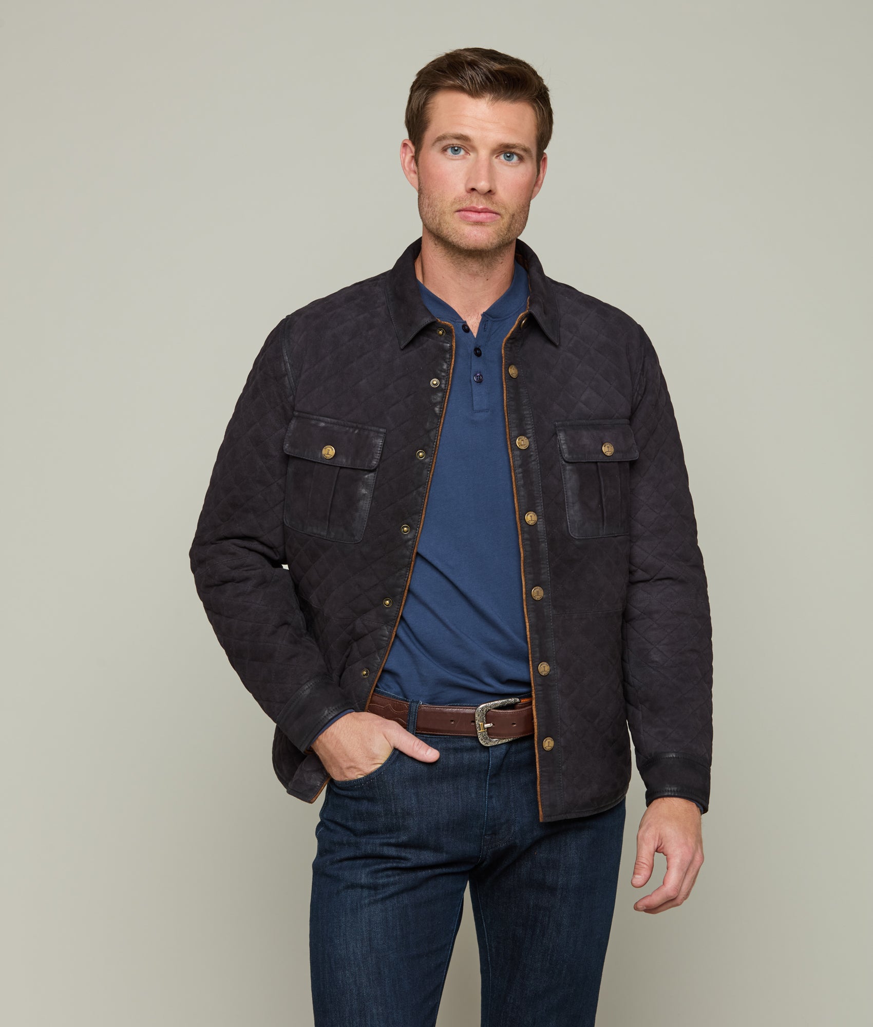 Franklin Waxed Suede Jacket :: Navy - Image 5