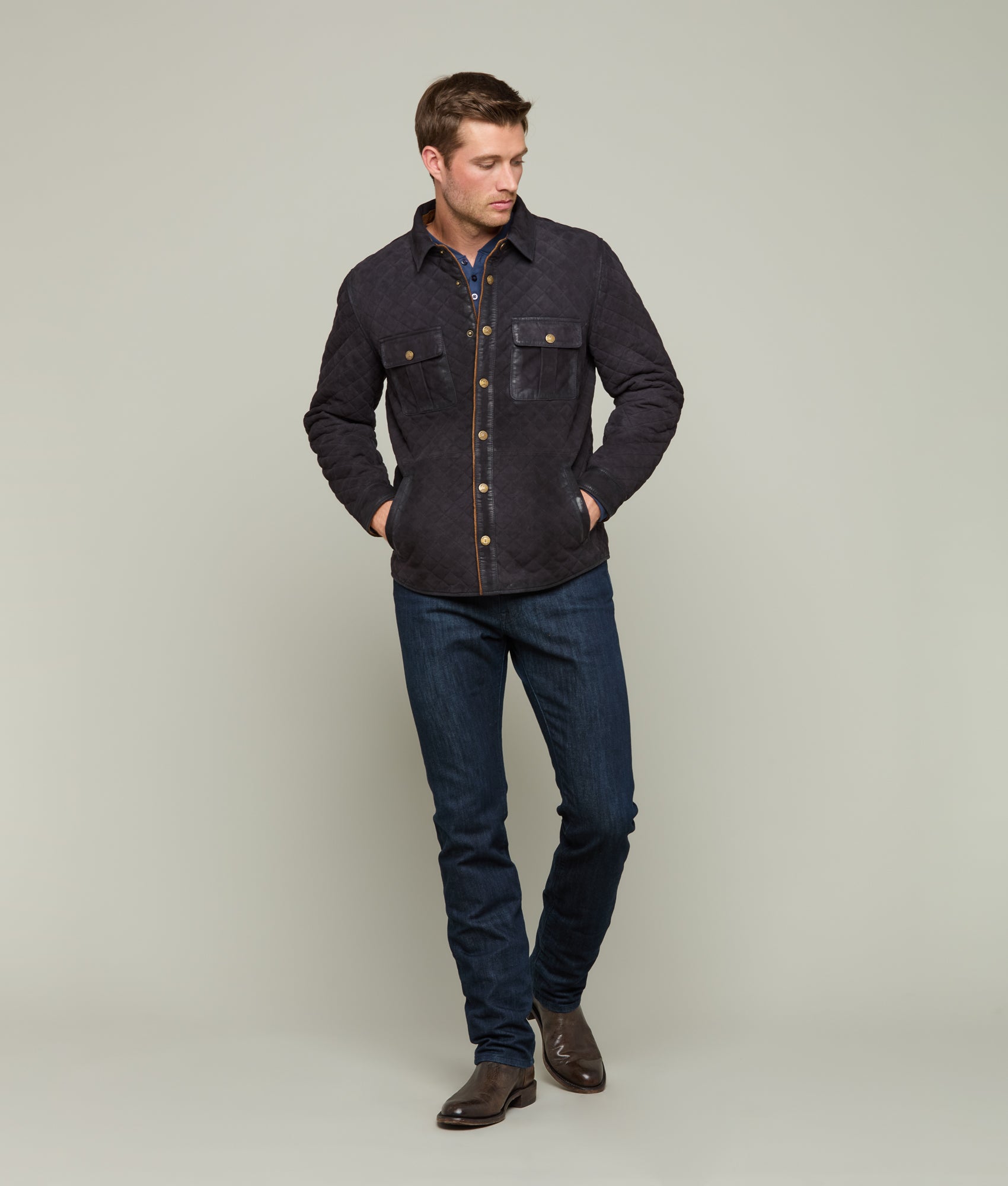 Franklin Waxed Suede Jacket :: Navy