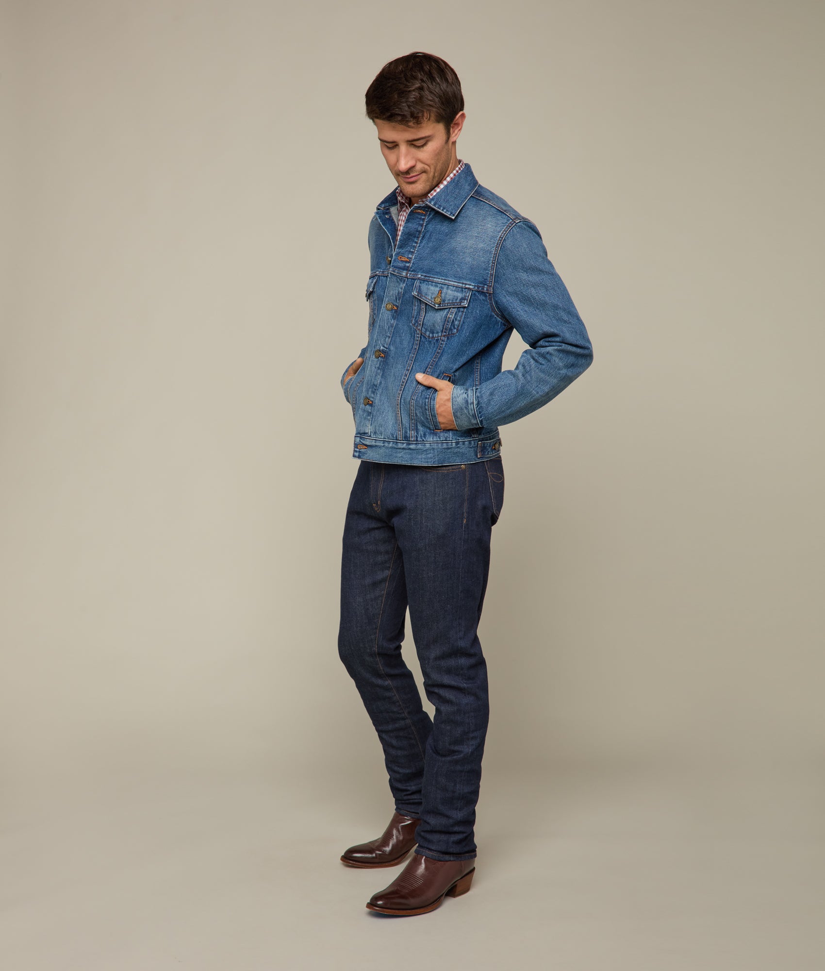 Earl Denim Trucker Jacket :: Saddleback Blue - Image 3