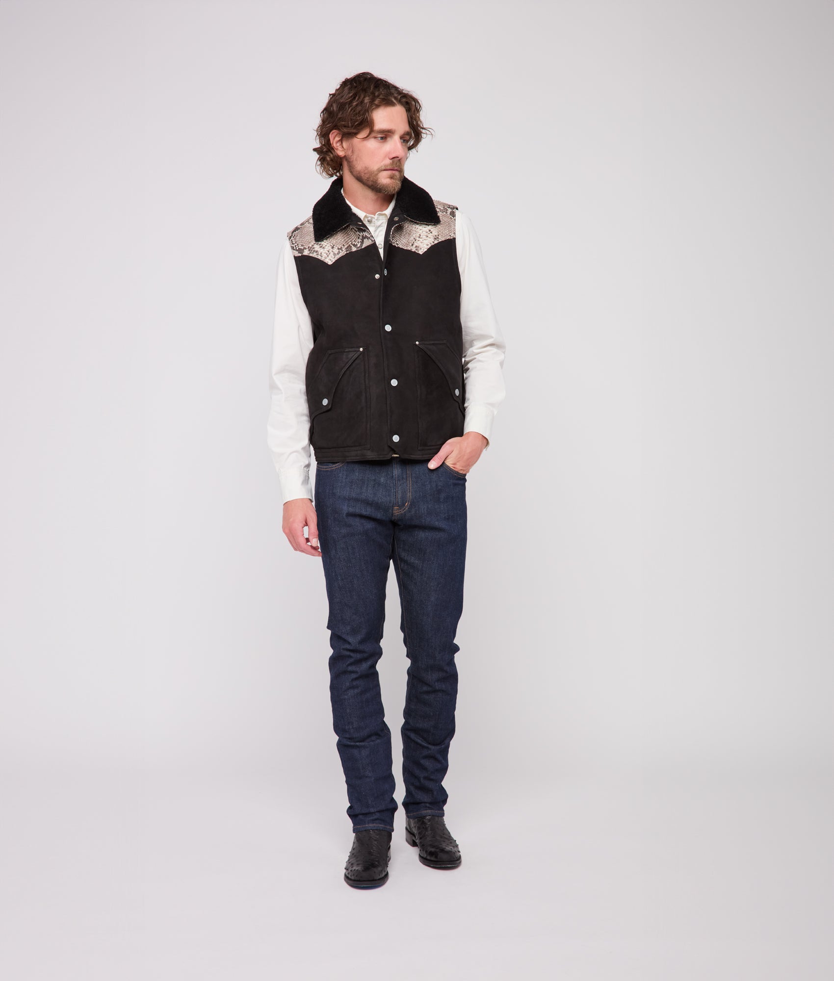 Dustin Exotic Vest :: Charcoal - Image 3