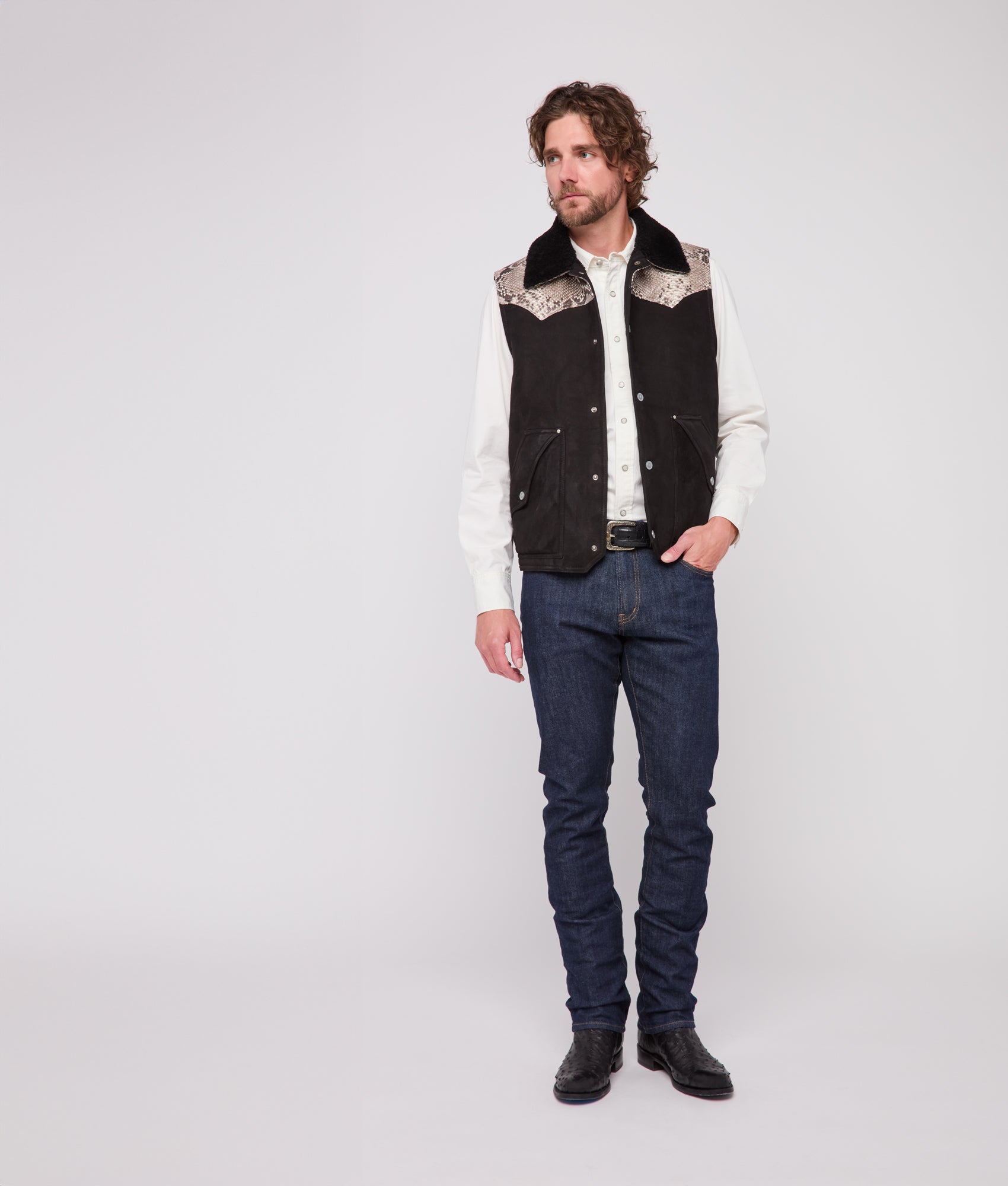 Dustin Exotic Vest :: Charcoal - Image 4