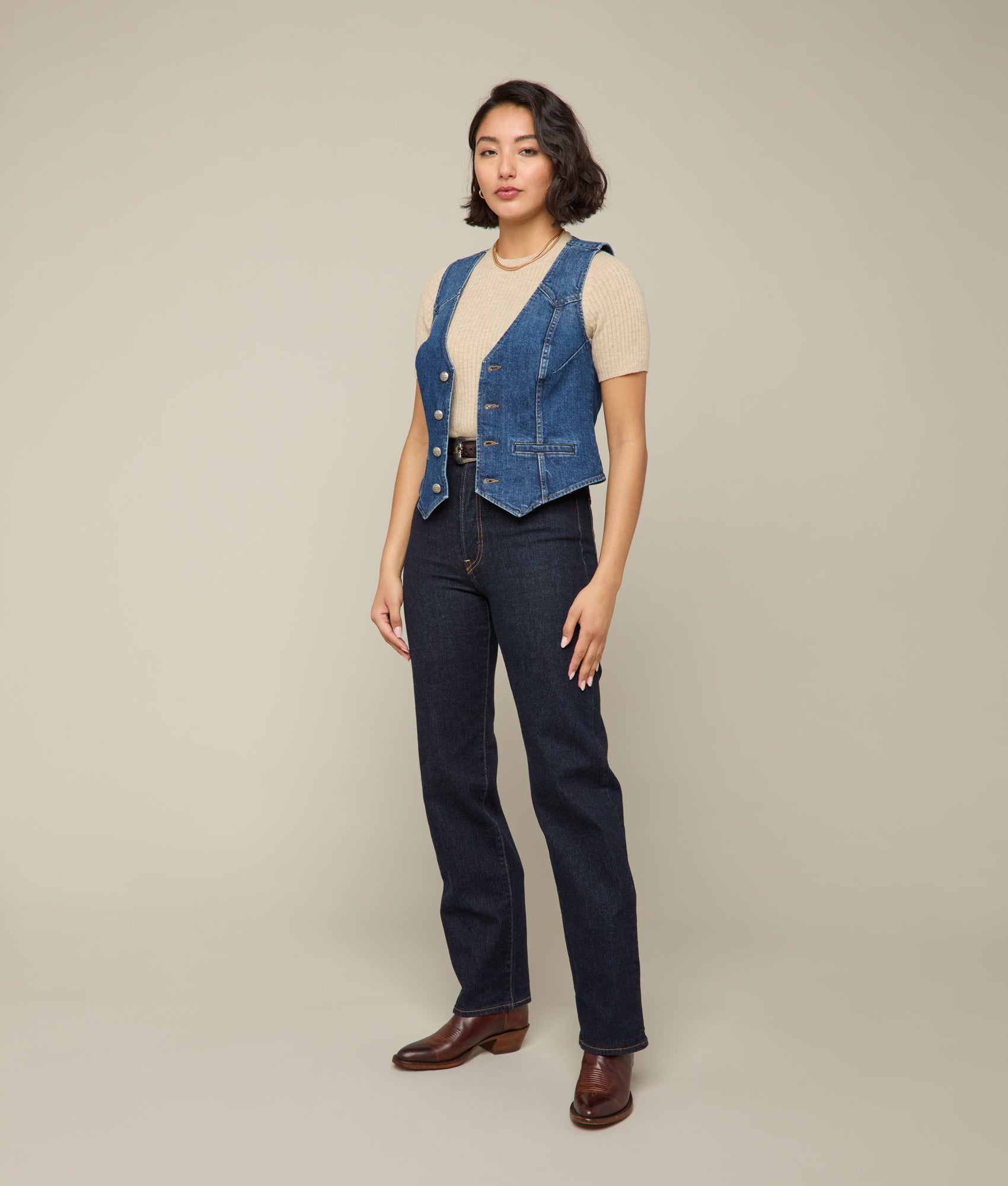 Riley Denim Vest :: Summer Moon - Image 2