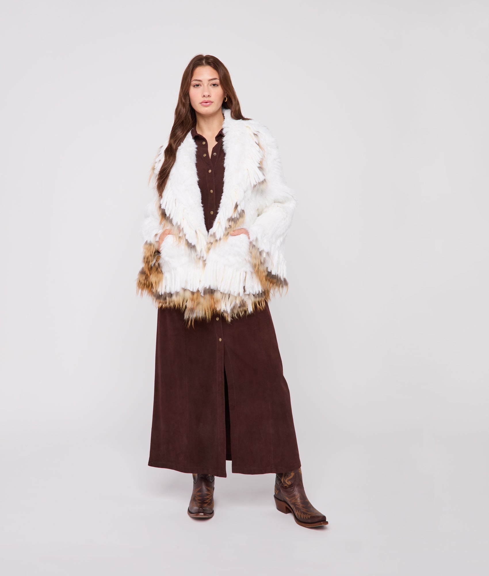 Francis Fur Fringe Jacket :: White - Image 14