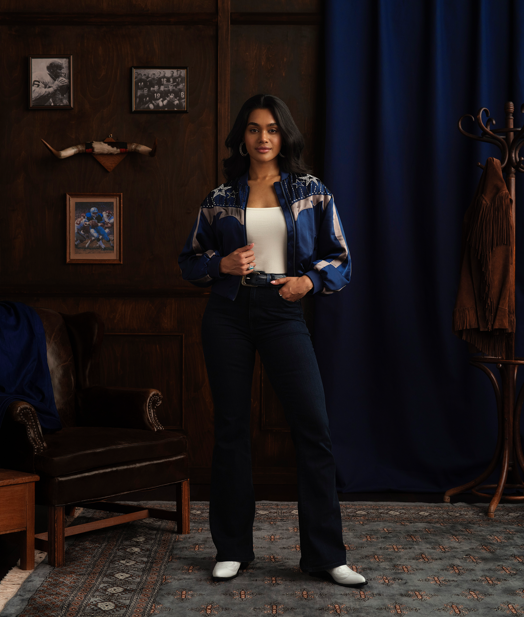 Lucchese x Dallas Cowboys Bomber Jacket :: Blue - Image 4