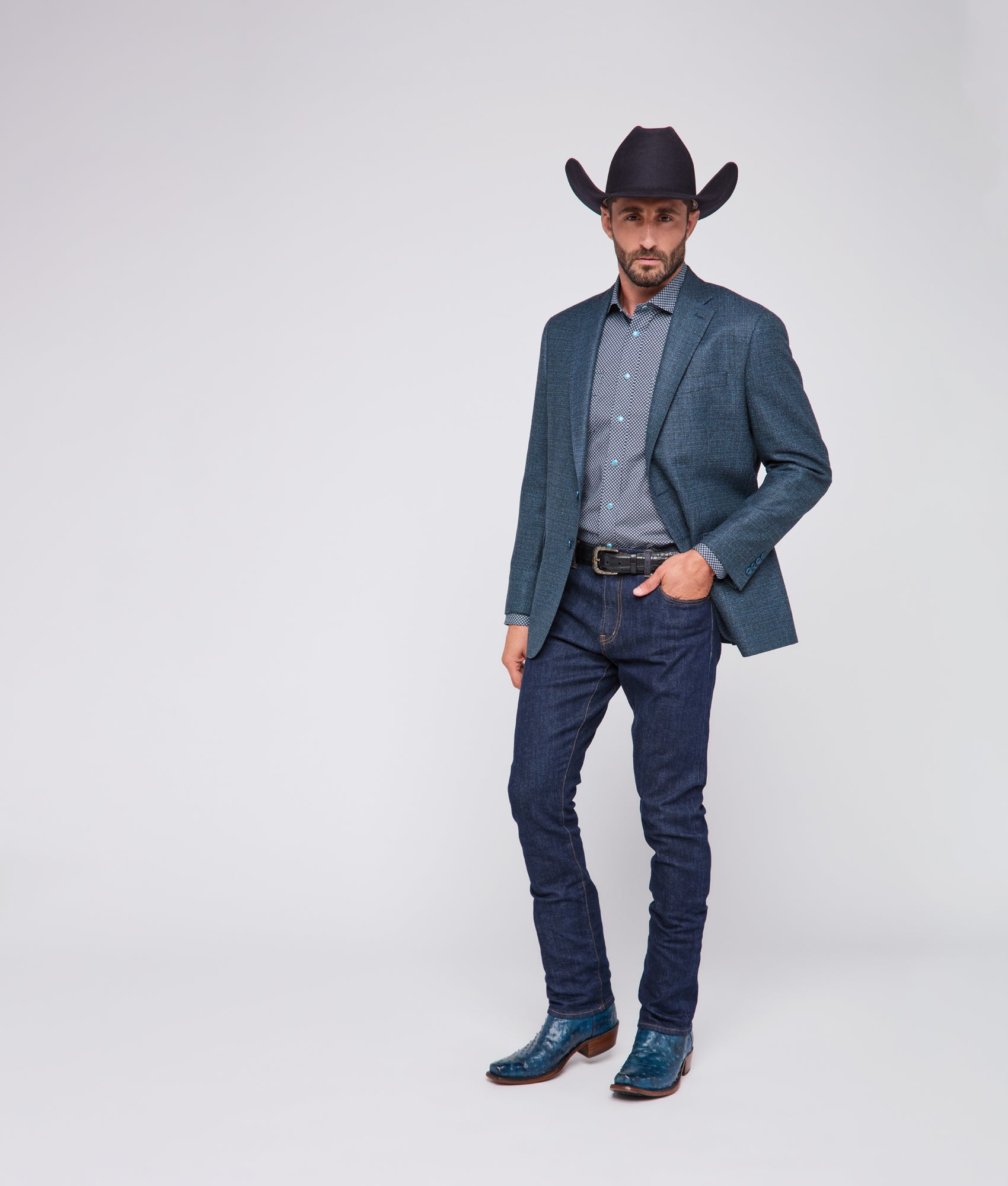 Lucchese Sport Coat :: Teal - Image 3