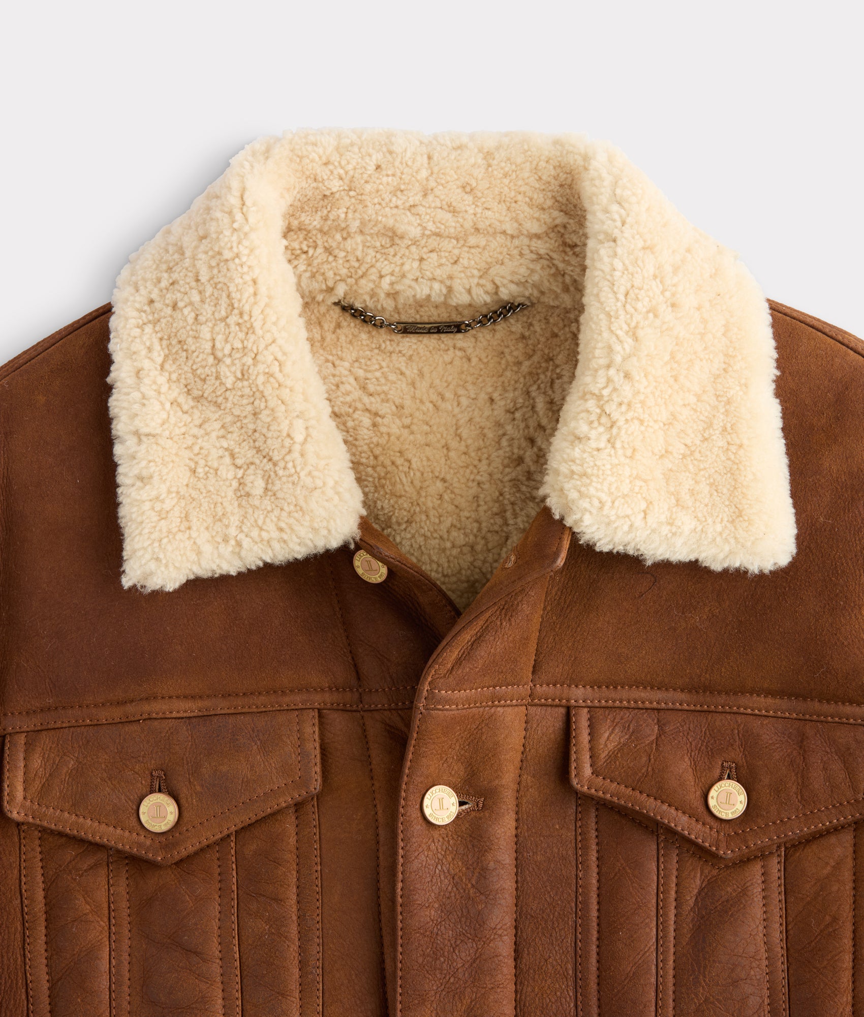Kyle Shearling Trucker Jacket :: Cognac - Image 11