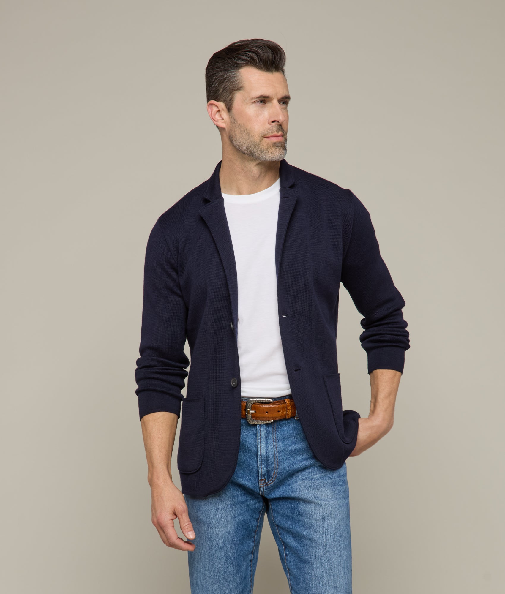 Cole Sweater Jacket :: Navy - Image 2