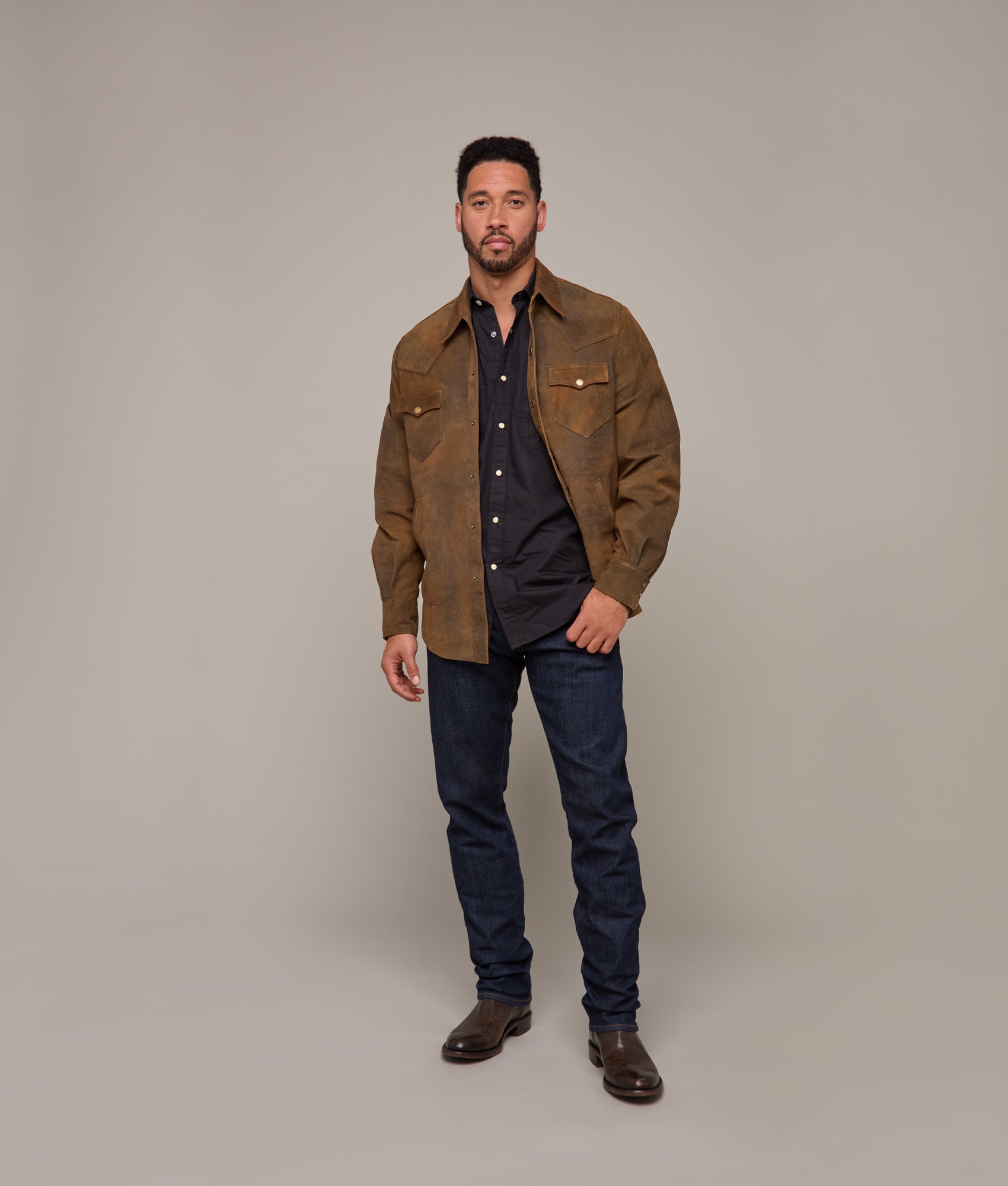 Colt Leather Shacket :: Mocha - Image 4