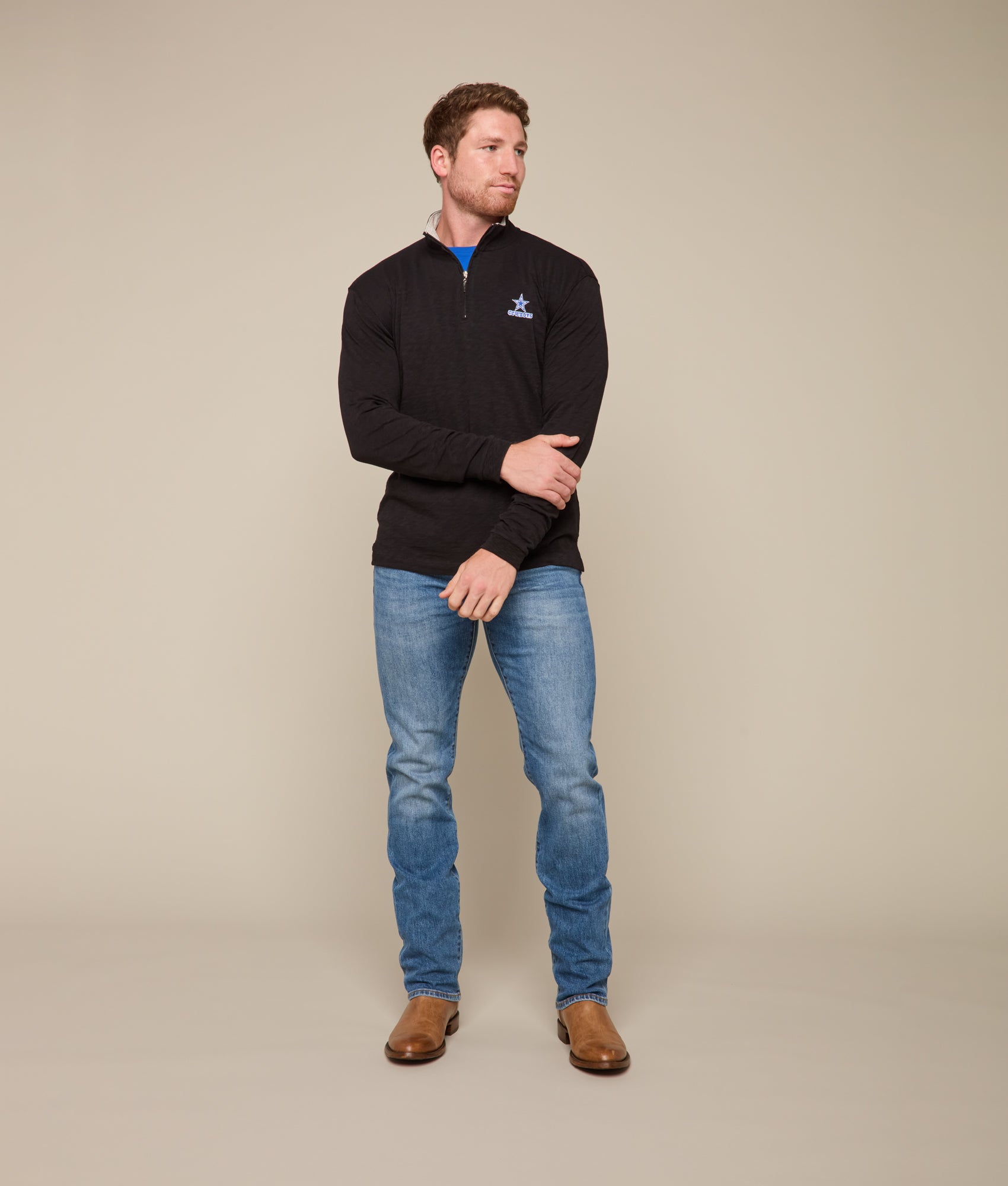 Lucchese x Dallas Cowboys Quarter Zip :: Black - Image 2