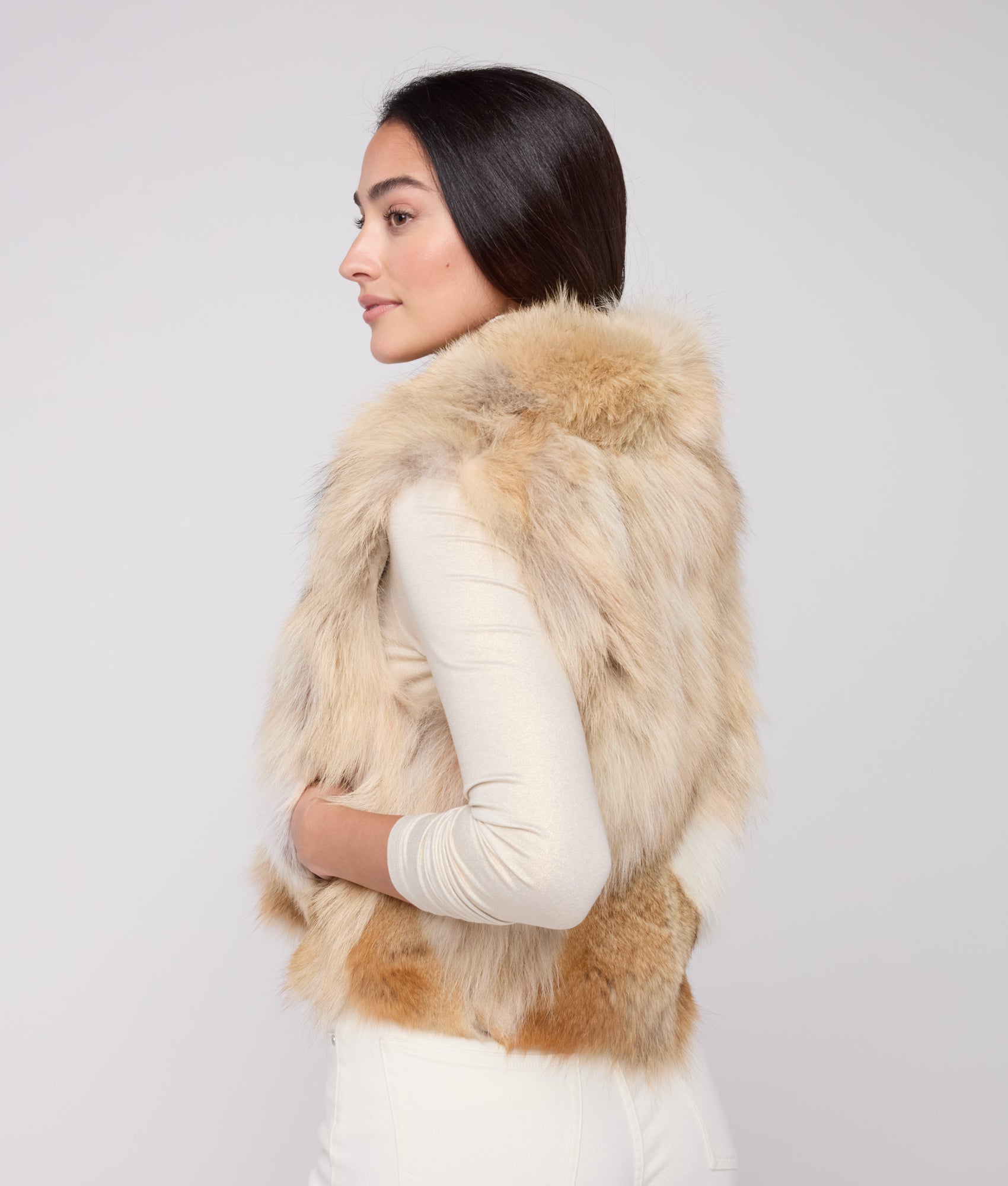 Kirsta Fur Vest :: Natural - Image 4