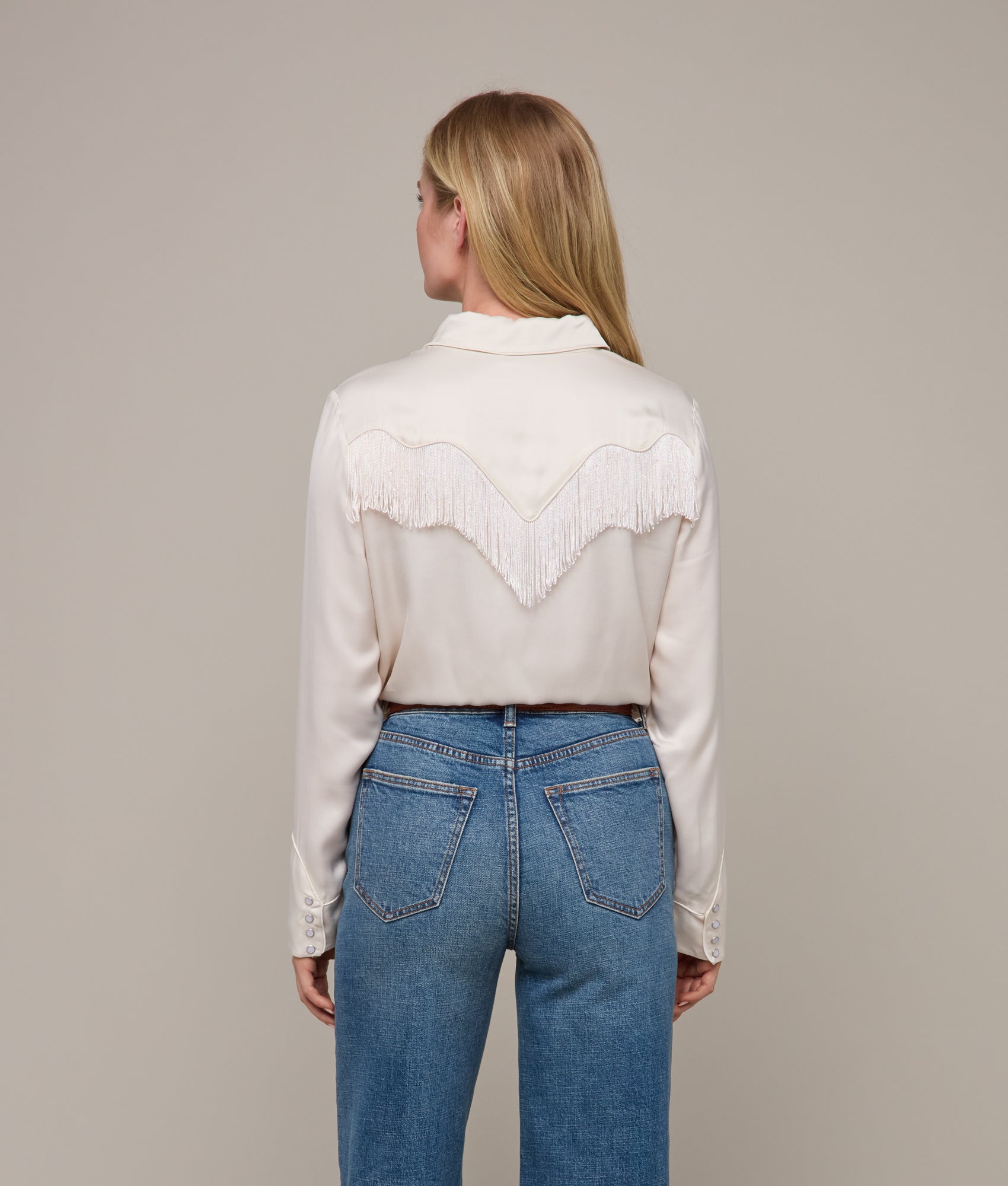 Mary Jane Fringe Blouse :: Oatmeal - Image 6