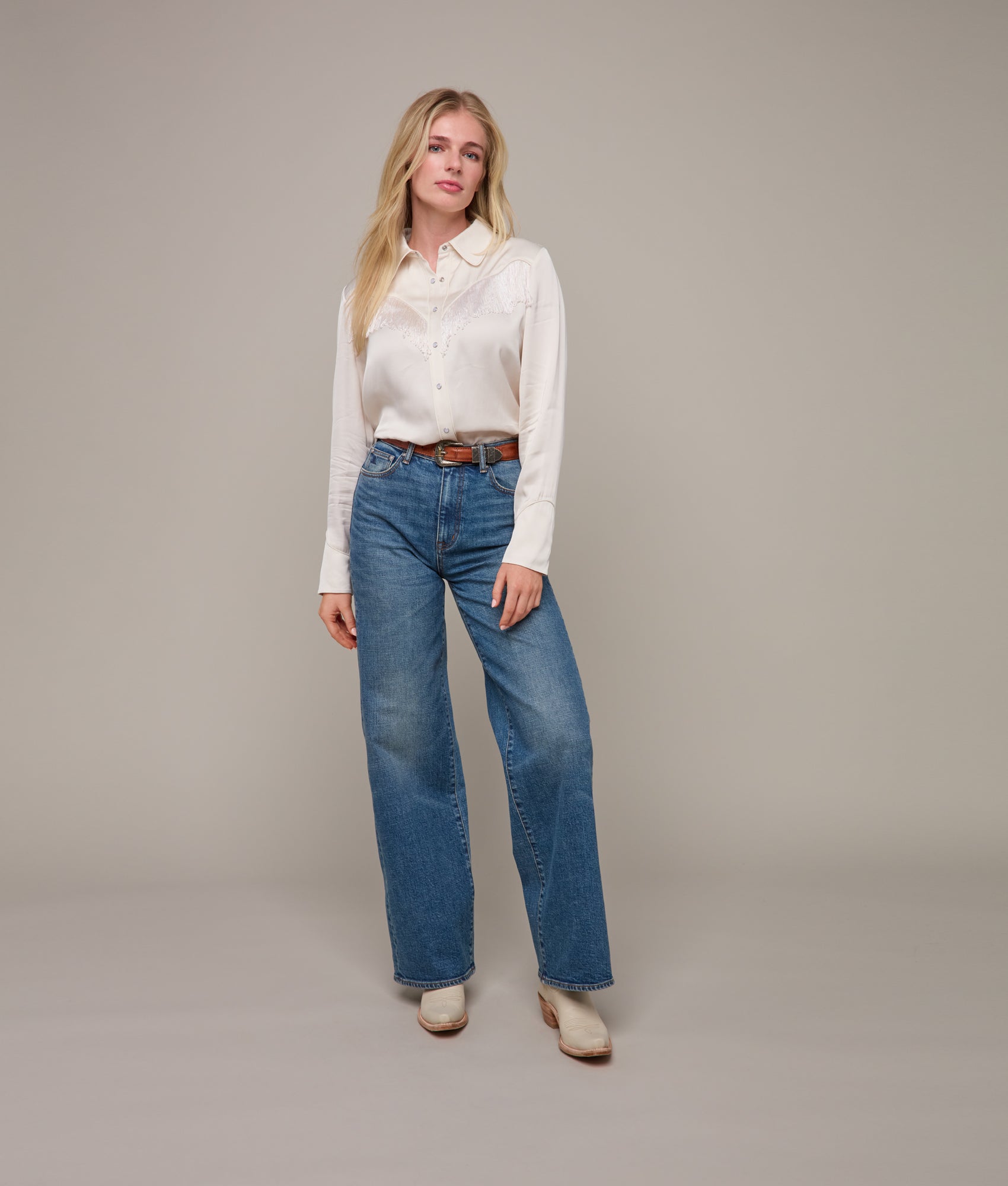 Mary Jane Fringe Blouse :: Oatmeal - Image 15