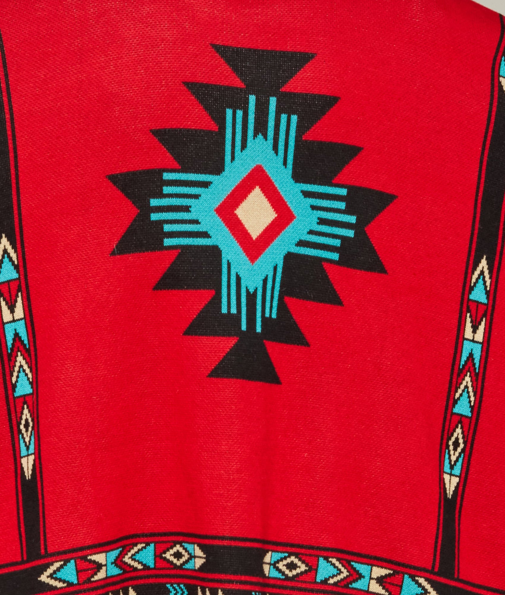 Alpaca Fleece Cape :: Red/Turquoise - Image 3