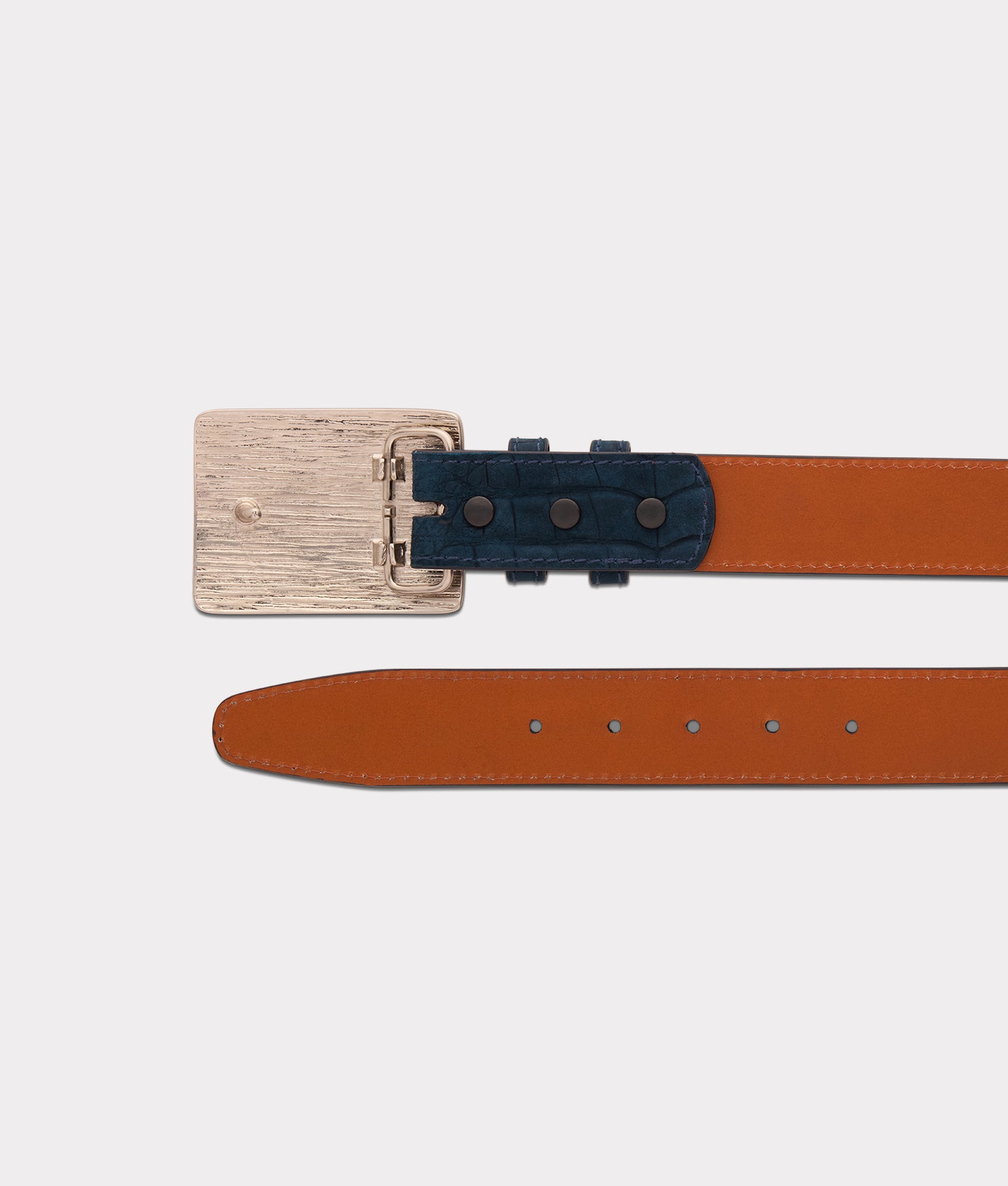 Sueded Caiman Memento Belt :: Navy - Image 8