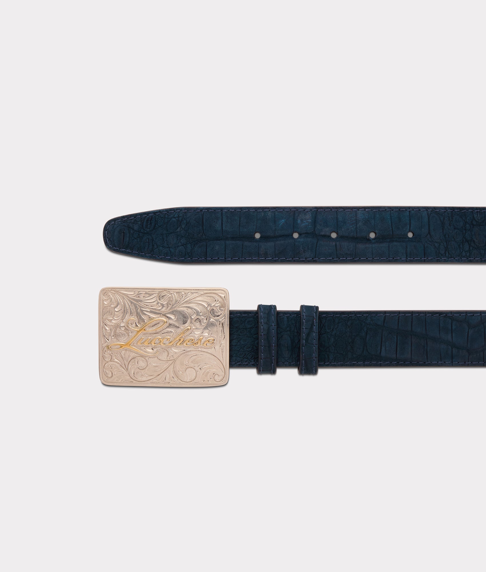 Sueded Caiman Memento Belt :: Navy - Image 7
